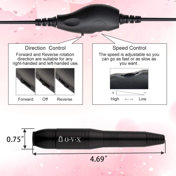 Nail Drill Kit Electric Nail File Portable Nail Drill Machine Professional Manicure Pedicure Set Polishing Shape Tools for Acrylic Gel Nails with Nail Drill Bits,Sanding Bands and Brush(Black)