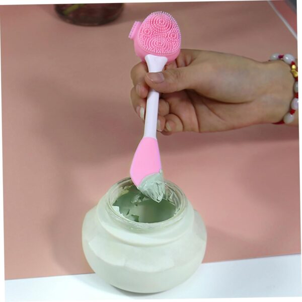 Silicone Face Scrubber, 2PCS Silicone Face Scrubber, 6.3 Inch Double Head Pore Cleansing Brush, Wash Brush for DIY Mud, Clay, Charcoal Mixed Mask, Gentle Exfoliating, Removing Blackhead