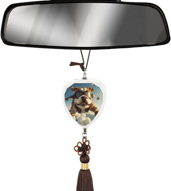 Sporty Bulldog Animal Car Pendant Crystal Car Rearview Mirror Charms Hanging Ornaments Love