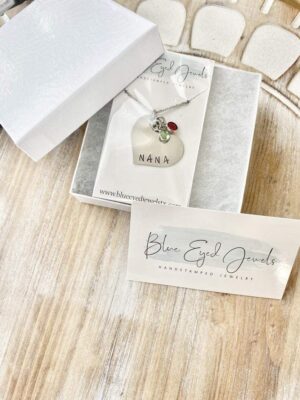 Nana Necklace Grandchild Necklace Personalized Necklace Personalized Jewelry Handstamped Necklace Birthstone Necklace Mothers Day Gift