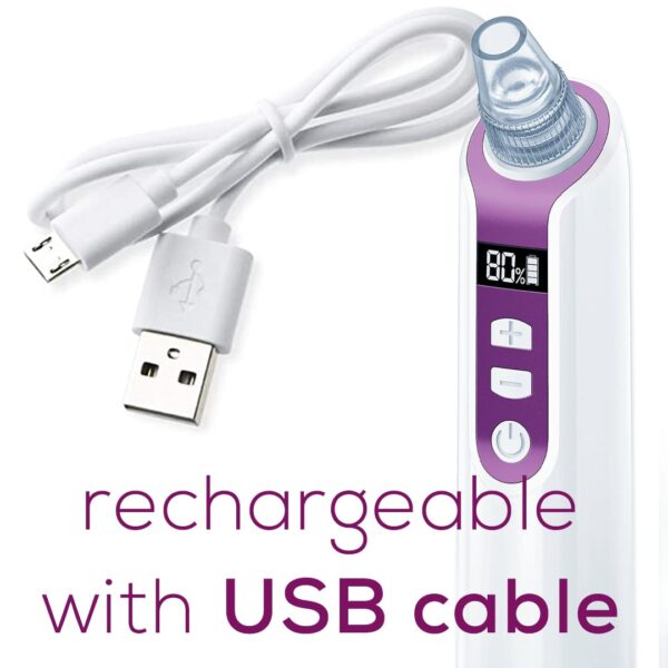 Beurer Blackhead Remover Pore Vacuum with 3 Suction Head Attachments & 5 Suction Levels, for All Skin Types - Blackhead Vacuum for Deep Cleansing, FC41