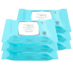 Aesthetica Makeup Removing Wipes - Face & Eye Makeup Remover Wipes - 6 Pack Bulk (180 Wipes Total) Hypoallergenic & Dermatologist Tested - Oil & Fragrance Free - Made in USA