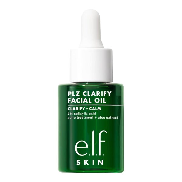 e.l.f. SKIN PLZ Clarify Facial Oil, Face Oil For Treating & Preventing Acne, Helps Calm Redness, Made with Salicylic Acid, Vegan & Cruelty-Free, 1 oz