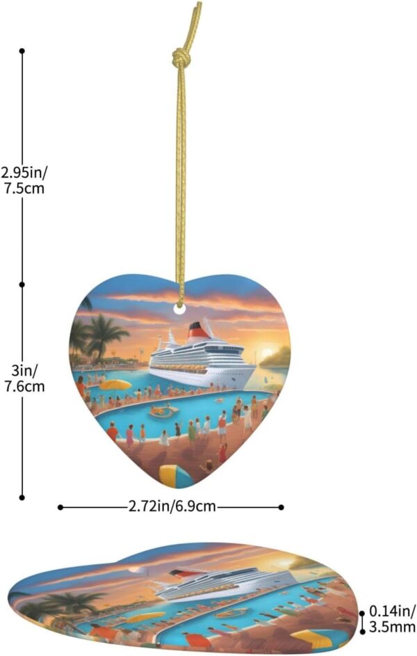Christmas Ceramic Heart Pendant Decoration for Tree Hanging in Festive Season Pool Party Cruise Ship Prints