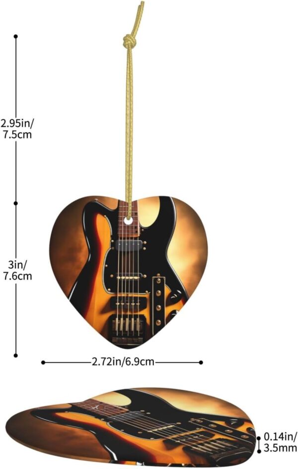 Christmas Ceramic Heart Pendant Decoration for Tree Hanging in Festive Season Instrumental Guitar Prints