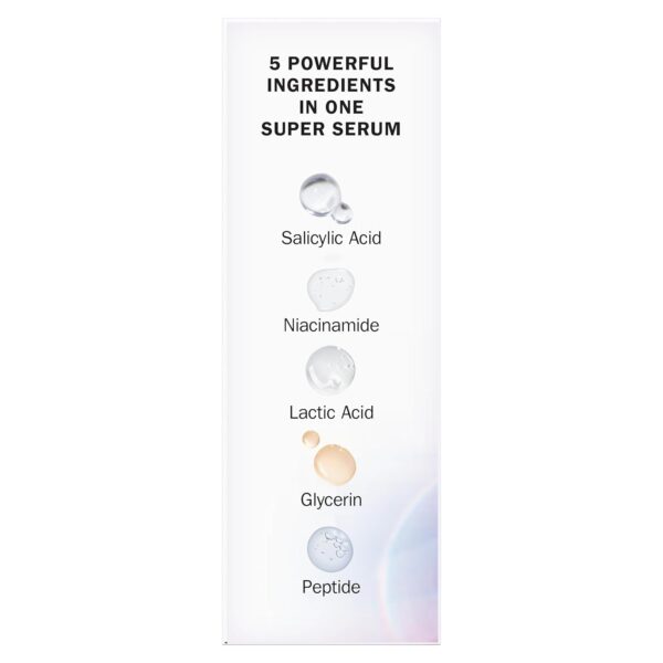 Olay Super Serum Night Repair, Fragrance-Free - Niacinamide, Peptide, Salicylic & Lactic Acid, Glycerin ​- 5-in-1 Skin Care Benefits - Hydrating, Evens Tone, Reduces Dark Spots, Anti-Aging, 1.0 Oz
