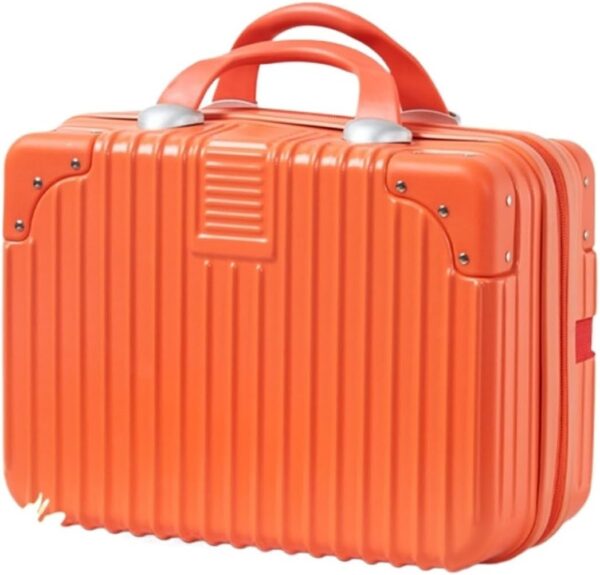 Makeup Train Case Portable Cosmetic Box, Combination Suitcase, Small Lockable Vanity Case, Large Capacity Hand Luggage, Medicine Safe Case(Orange,16in)