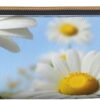 Spring Daisy Flowers Makeup Bag Leather Pencil Case for Work Office Zippered Pen Pouch Aesthetic Pencil Storage Bag Portable Coin Pouch Purse for Travel