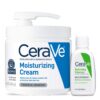 CeraVe Moisturizing Cream Combo Pack, Contains 16 Ounce with Pump & 1 Ounce Hydrating Facial Cleanser, Dry Skin Relief