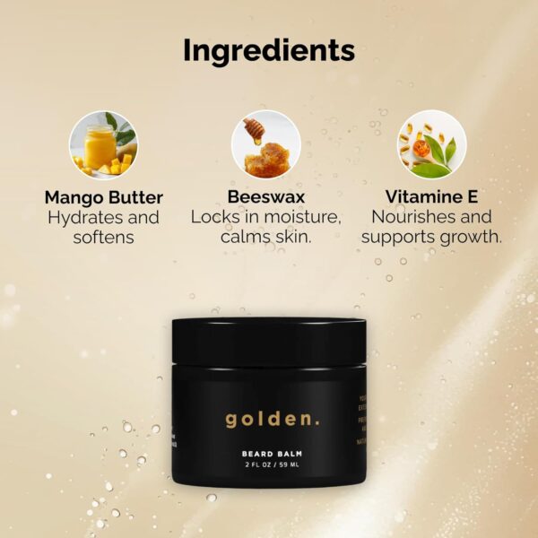 Golden Grooming Beard Balm | Unique Masculine Scent | Shea Butter for Beard Growth | Tames, Moisturizes & Styles – Fresh Scent, 2oz