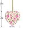 Christmas Ceramic Heart Pendant Decoration for Tree Hanging in Festive Season Pink Roses Prints