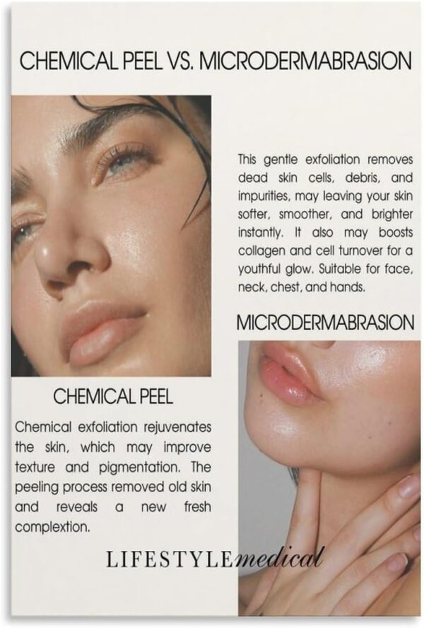Microdermabrasion Vs Chemical Peel Poster (3) Canvas Print Wall Art Decoration Living Room Office Bedroom Aesthetic 20x30inch(50x75cm) Unframe-style