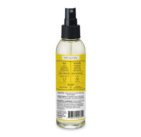 J.R. Watkins Natural Hydrating Body Oil Mist, Lemon Cream, Moisturizing Body Oil Spray for Glowing Skin, USA Made and Cruelty Free, 6 fl oz, Single