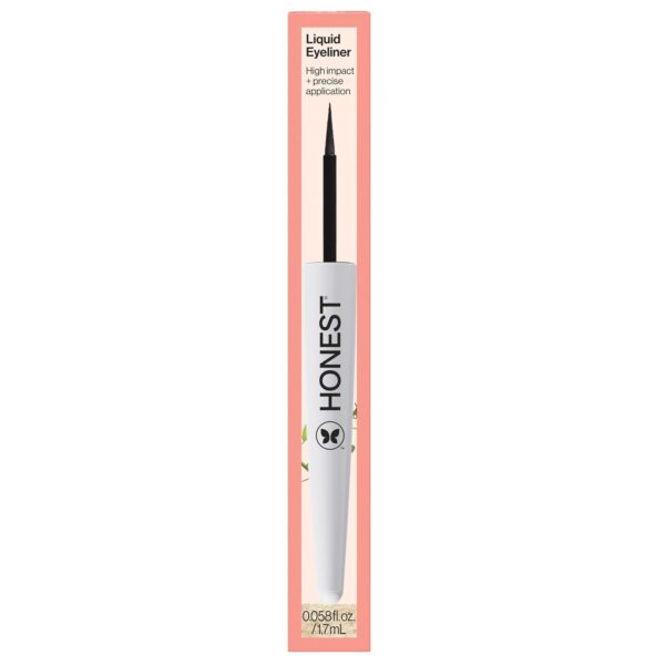 Honest Beauty Longlasting Liquid Eyeliner | Smudge + Flake Proof, Precise Application | Hypoallergenic, Vegan, + Cruelty Free | Black, 0.58 fl oz