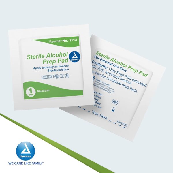 Dynarex 1113 Alcohol Prep Pad Sterile, Medium, Count 200 (Pack of 1)