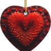 Christmas Ceramic Heart Pendant Decoration for Tree Hanging in Festive Season Valentine's Day red Heart Flower Prints