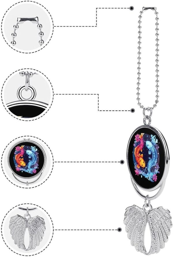 Pisces Zodiac Constellation Car Hanging Ornaments Cute Rearview Mirror Swing Pendant Decorations Silver-Style