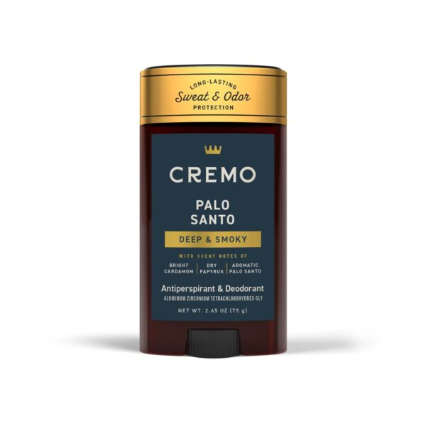 Cremo Palo Santo Antiperspirant & Deodorant for Men, 48-hour Sweat and Odor Protection, 2.65oz