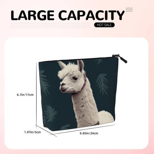 Linen Makeup Bag For Women, Waterproof Travel Cosmetic Organizer Lightweight Zipper Travel Toiletry Bag Organizer Alpaca Llama Makeup Brushes Storage Bag