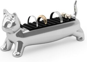 Umbra Cat Ring Holder - Gift for Cat Lovers - Jewelry Storage, Chrome