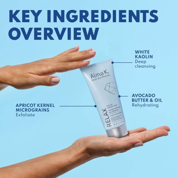 Alma K Peeling Mineral Mask - Exfoliating Face Mask with Avocado Butter and Oil - Face Peel with Dead Sea Minerals - Moisturizing Face Mask - 3.4 oz