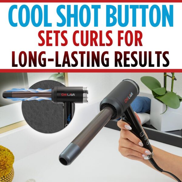 CHI Lava Curl Shot, Hair Curling Wand For Voluminous, Shiny & Long-Lasting Curls, Lower Temperature, Ergonomic, Comfortable Design For Easy Use