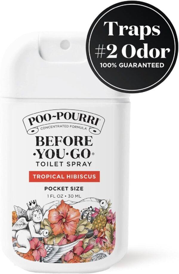 Poo-Pourri Tropical Hibiscus Pocket Before-You-Go Air & Toilet Spray - Instantly Trap Bathroom Odor - Plant Based Ingredients & Essential Oils - Travel Essentials, with Hibiscus Apricot & Citrus Scent