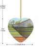 Christmas Ceramic Heart Pendant Decoration for Tree Hanging in Festive Season Tennis Prints