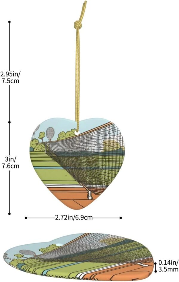 Christmas Ceramic Heart Pendant Decoration for Tree Hanging in Festive Season Tennis Prints