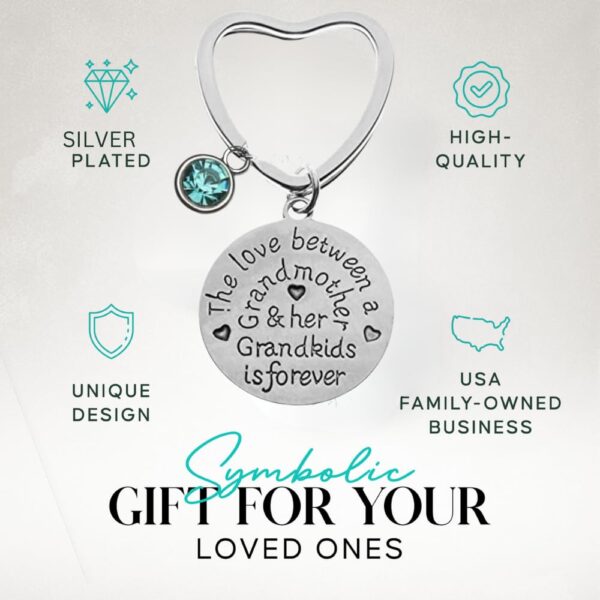 Personalized Grandma Keychain with Birthstone Charms, Love Between A Grandmother & Grandkids is Forever, Grandma Jewelry Gift