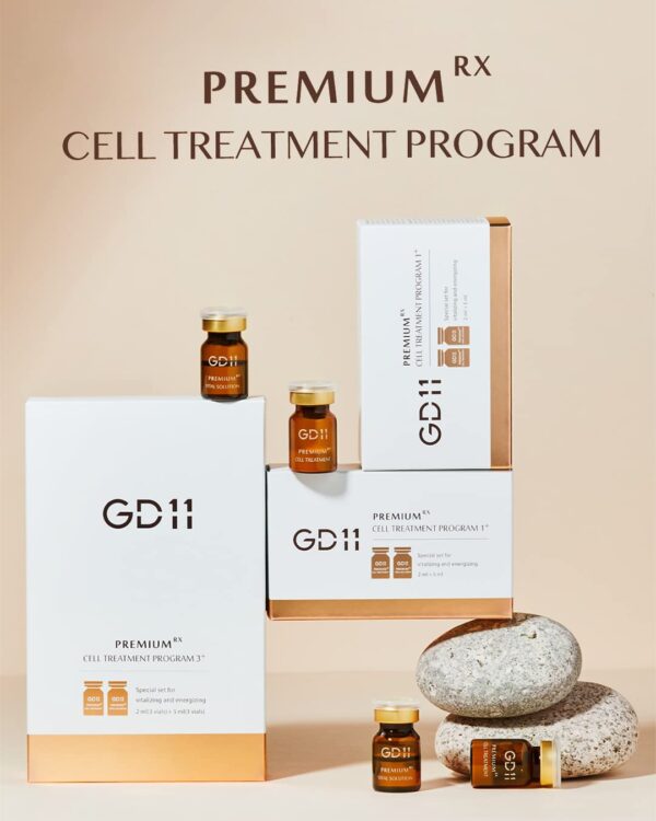 GD11 Premium Rx Cell Exosome Treatment | Premium Home Aesthetic Skin Care Set for Skin Regeneration Serum | Anti-Wrinkle and Anti-Aging Face Ampoule for Elasticity Care, 3 Pairs (0.1oz. + 0.2 fl.oz.)