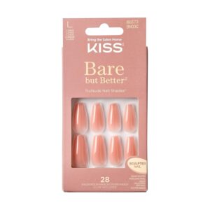 KISS Bare But Better TruNude Fake Nails Nude Nail Shades Manicure Set, 'Nude Glow', 28 Chip Proof, Smudge Proof Glue-On Nails
