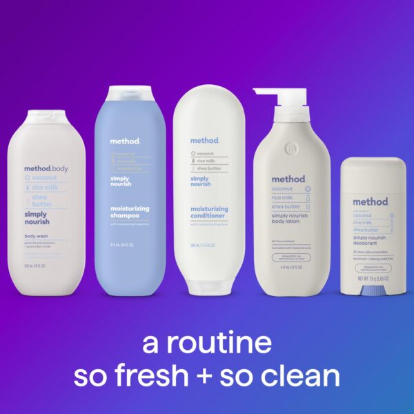 Method Moisturizing Conditioner, Simply Nourish with Shea Butter, Coconut, and Rice Milk Scent Notes, Paraben and Sulfate Free, 13.5 oz (Pack of 1)