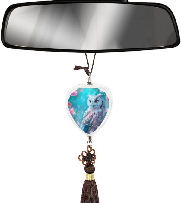 Owl Animal Car Pendant Crystal Car Rearview Mirror Charms Hanging Ornaments Love