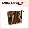 Linen Makeup Bag For Women, Waterproof Travel Cosmetic Organizer Lightweight Zipper Travel Toiletry Bag Organizer Abstract Cow Skin Makeup Brushes Storage Bag