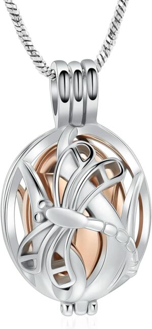 Customized Memorial Cremation Hollow Urn Pendant for Pet Dog Ashes Stainless Steel Woman's Keepsake Jewelry-D