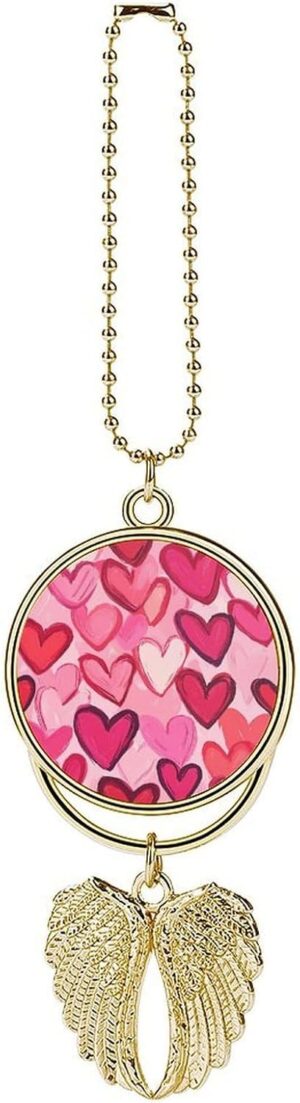 Valentine's Day Hearts Graffiti Car Hanging Ornament Pendant Rear View Mirror Accessories Interior Decor Golden-Style