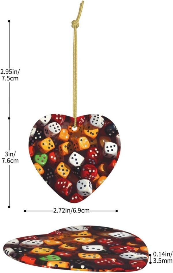 Christmas Ceramic Heart Pendant Decoration for Tree Hanging in Festive Season Games dice Set Prints