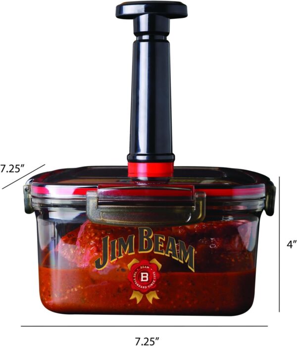 Jim Beam Vacuum Seal Marinade Box, Air Sealed Pump, Removes air from the Marinade Box, Speedy Marination Process, Barbecue and Grilling Marinator, Perfect Marination of Beef, Chicken and Fish