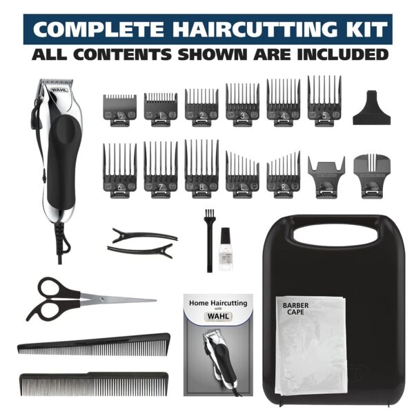 Wahl USA Chrome Pro Corded Clipper Complete Haircutting Kit for Men – Powerful Total Hair Clipping, Beard Trimming, & Grooming - Model 3024635