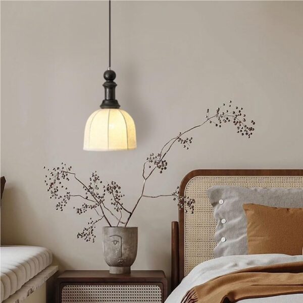 Rustic Vintage Pendant Light American Simple Antique Wood Hanging Lamp Fabric Small Indoor Chandelier Ceiling Lighting Fixture E26/27 Base for Kitchen Island Restaurant Cafe Bar Entryway Porch