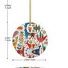 Christmas Ceramic Round Pendant Decoration for Shopping Malls Supermarkets Stores Homes Mexican Otomi Animals Prints