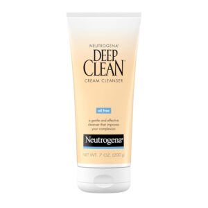 Neutrogena Deep Clean Daily Facial Cream Cleanser with Beta Hydroxy Acid to Remove Dirt, Oil & Makeup, Alcohol-Free, Oil-Free & Non-Comedogenic, 7 fl. oz