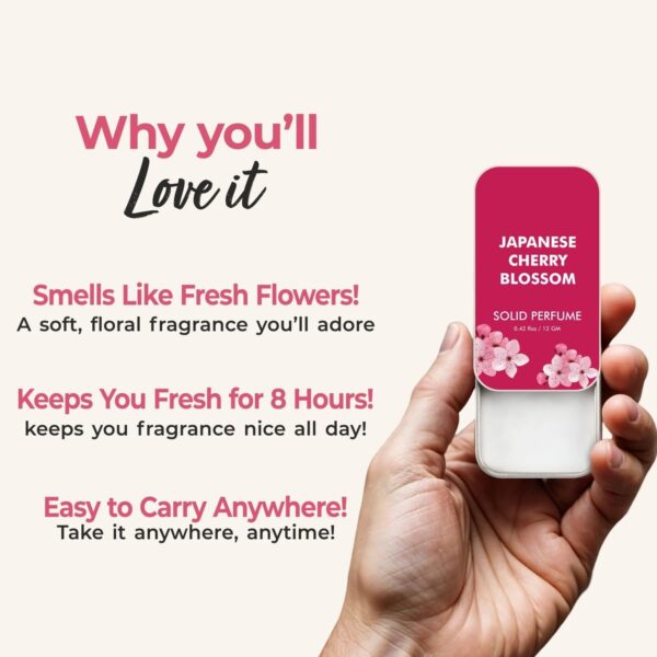 THE LOVE Coo-. Japanese Cherry Blossom Solid Perfume for Men & Women | Long-Lasting Floral Fragrance Balm | Alcohol-Free, Travel-Friendly, Pocket Perfume Stick | Luxury Scent - 12gm
