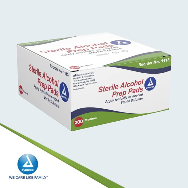 Dynarex 1113 Alcohol Prep Pad Sterile, Medium, Count 200 (Pack of 1)