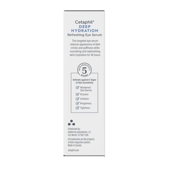 CETAPHIL Deep Hydration Refreshing Eye Serum, 0.5 fl oz, 48Hr Hydrating Under Eye Cream to Reduce the Appearance of Dark Circles, With Hyaluronic Acid, Vitamin E & B5 (Packaging May Vary)