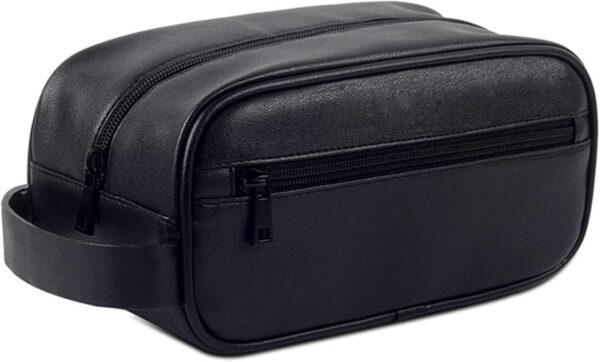 Mens Synthetic Leather Toiletry Bag Washing Shower Makeup Organizer Retro Wristlet Handbag Women Portable Cosmetic Case