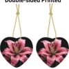 Christmas Ceramic Heart Pendant Decoration for Tree Hanging in Festive Season Polka Dot Pink Flower Prints