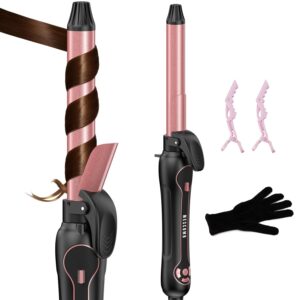 Rotating Curling Iron 1 Inch - Automatic Hair Curler Dual Voltage for All Hair Type, Fast & Effortless Auto Curling Wand with Fast Heating LCD Display 250°F-450°F for Lasting Beach Waves