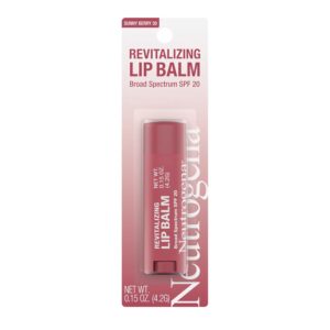 Neutrogena Revitalizing Tinted Lip Balm Broad Spectrum SPF 20 Sunscreen, Moisturizing Lip Balm with a Sheer Tint for Softer, Smoother, Healthier-Looking Lips, Sheer Sunny Berry 30, .15 oz